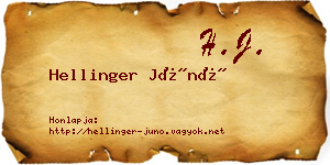 Hellinger Júnó névjegykártya